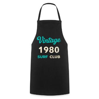 Cadeau vintage vintage de l’année de naissance rétro du Surf Club des années 1980 - Tablier de cuisine - noir - Devant - AI Model Male 185 dark (185cm)