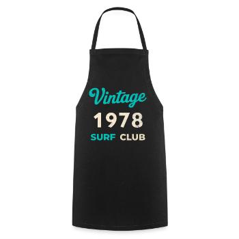 Cadeau vintage de l’année de naissance rétro du Surf Club 1978 - Tablier de cuisine - noir - Devant - AI Model Male 185 dark (185cm)