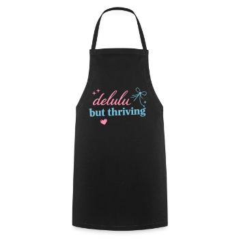 Delhu Thriving Script Logo - Kochschürze - Schwarz - Vorne - AI Model Male 185 dark (185cm)