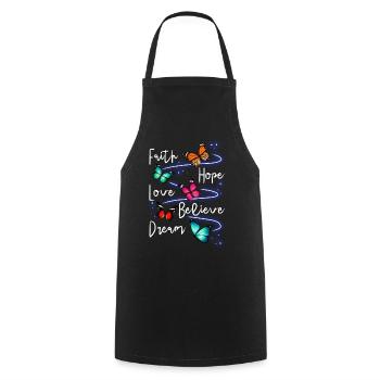 Jardin inspirant des papillons monarques - Tablier de cuisine - noir - Devant - AI Model Male 185 dark (185cm)