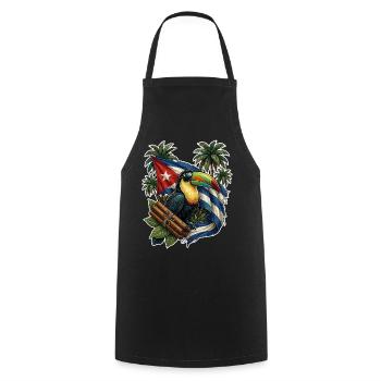 Cigare de toucan de Cuba - Tablier de cuisine - noir - Devant - AI Model Male 185 dark (185cm)