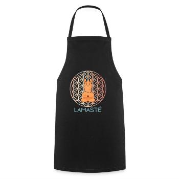 Lamasté – Lustiges Yoga Geschenk Spirituell - Kochschürze - Schwarz - Vorne - AI Model Male 185 dark (185cm)