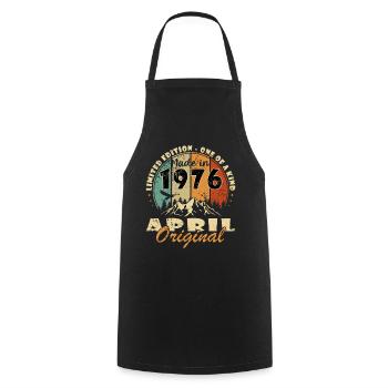 Jubilee year April 1976 - Cooking Apron - black - Front - AI Model Male 185 dark (185cm)