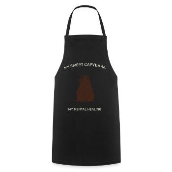 My Sweet Capybara – Aesthetic LineArt Design - Cooking Apron - black - Front - AI Model Male 185 dark (185cm)