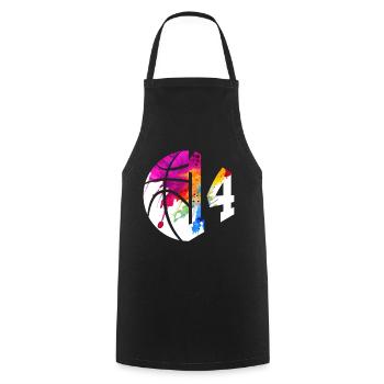 NON. 14 NUMÉRO 14 BASKETBALL 14E ANNIVERSAIRE - Tablier de cuisine - noir - Devant - AI Model Male 185 dark (185cm)
