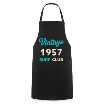Cadeau rétro vintage de l’année de naissance du Surf Club 1957 - Tablier de cuisine - noir - Devant - AI Model Male 185 dark (185cm)
