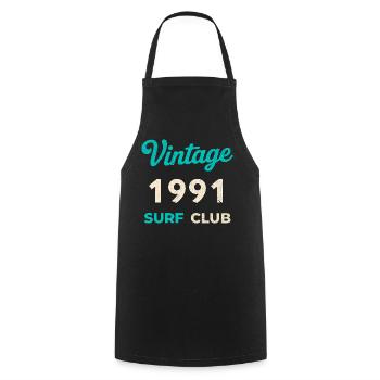 Cadeau vintage 1991 Retro Année de naissance du Surf Club - Tablier de cuisine - noir - Devant - AI Model Male 185 dark (185cm)