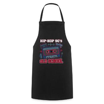 Hip Hop Années 90 Oldschool Cassette Rétro - Tablier de cuisine - noir - Devant - AI Model Male 185 dark (185cm)