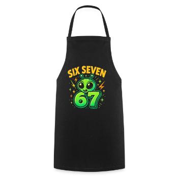 Six Seven 67 Italian Brainrot Alien Humor Funny - Cooking Apron - black - Front - AI Model Male 185 dark (185cm)