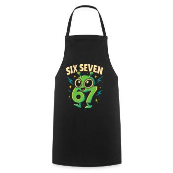 Six Seven 67 Italian Brainrot Alien Humor Funny - Cooking Apron - black - Front - AI Model Male 185 dark (185cm)