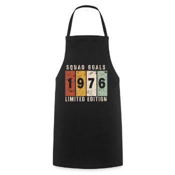 Anniversary 1976 - 50 years - Cooking Apron - black - Front - AI Model Male 185 dark (185cm)