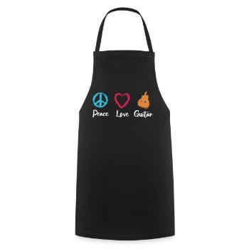 Peace Love Guitar - Cooking Apron - black - Front - AI Model Male 185 dark (185cm)