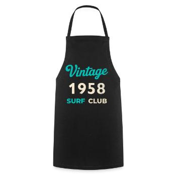Cadeau vintage de l’année de naissance rétro du Surf Club 1958 - Tablier de cuisine - noir - Devant - AI Model Male 185 dark (185cm)