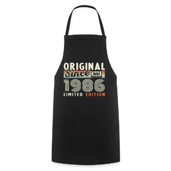 1986 Vintage Rétro Cadeau D'anniversaire - Tablier de cuisine - noir - Devant - AI Model Male 185 dark (185cm)