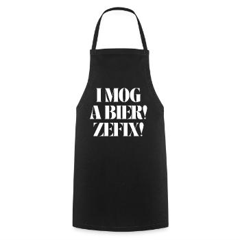 I mog a Bier! Zefix! - Kochschürze - Schwarz - Vorne - AI Model Male 185 dark (185cm)
