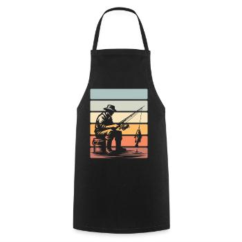 Pêcheurs à la ligne - Tablier de cuisine - noir - Devant - AI Model Male 185 dark (185cm)