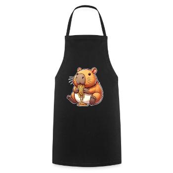 Pâtes à capybara - Tablier de cuisine - noir - Devant - AI Model Male 185 dark (185cm)