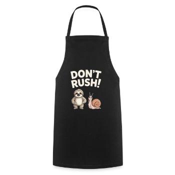 Sloth and Snail Don't rush - Cooking Apron - black - Front - AI Model Male 185 dark (185cm)