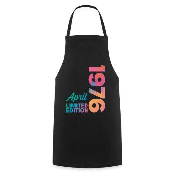 Anniversaire 50 ans Avril 1976 Cadeau Vintage - Tablier de cuisine - noir - Devant - AI Model Male 185 dark (185cm)