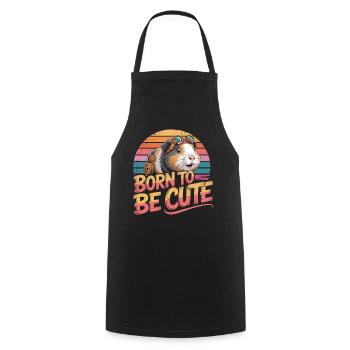 Born To Be Cute Guinea Pig T-Shirt Retro - Cooking Apron - black - Front - AI Model Male 185 dark (185cm)