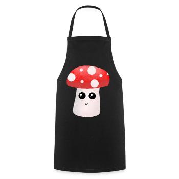 Kawaii Mushroom Buddy with Dots - Cooking Apron - black - Front - AI Model Male 185 dark (185cm)