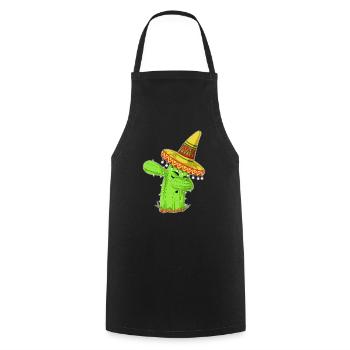 Éponge la chemise mexicaine Cactus - Tablier de cuisine - noir - Devant - AI Model Male 185 dark (185cm)