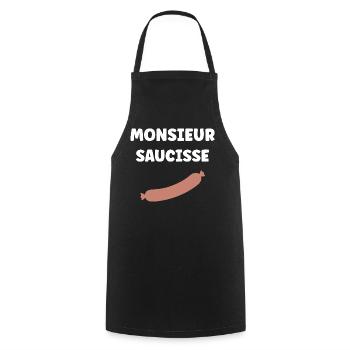 Monsieur Saucisse - Tablier de cuisine - noir - Devant - AI Model Male 185 dark (185cm)