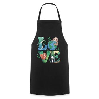 Nature Love Shirt Panda Tortue Paresseuse - Tablier de cuisine - noir - Devant - AI Model Male 185 dark (185cm)