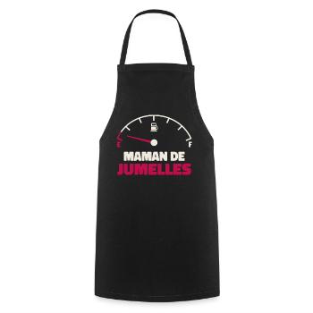 Maman de Jumelles Jauge Essence Humour Fatigue - Tablier de cuisine - noir - Devant - AI Model Male 185 dark (185cm)