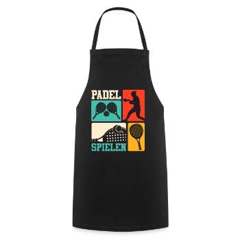 Padel Sport PLAY PADEL Lustiges - Kochschürze - Schwarz - Vorne - AI Model Male 185 dark (185cm)