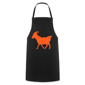 Ziege orange GOAT - Kochschürze - Schwarz - Vorne - AI Model Male 185 dark (185cm)