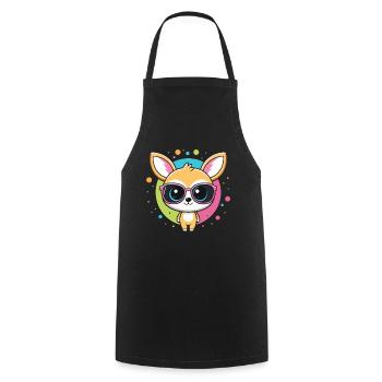Chihuahua-Kawaii-Pop-Gläser - Kochschürze - Schwarz - Vorne - AI Model Male 185 dark (185cm)