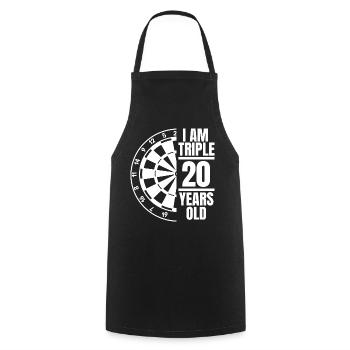 I am three times 20 years old - Cooking Apron - black - Front - AI Model Male 185 dark (185cm)