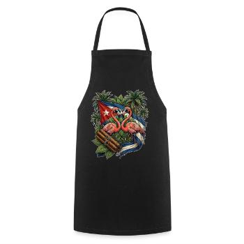 Flamant flamant drapeau cubain - Tablier de cuisine - noir - Devant - AI Model Male 185 dark (185cm)