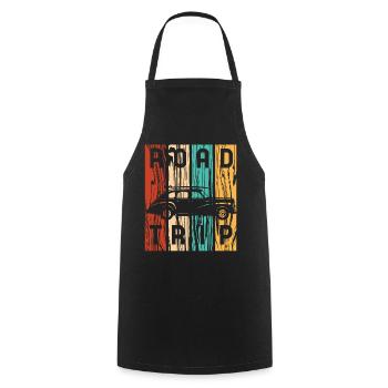 Road Trip Vintage Car Retro Stripes - Tablier de cuisine - noir - Devant - AI Model Male 185 dark (185cm)