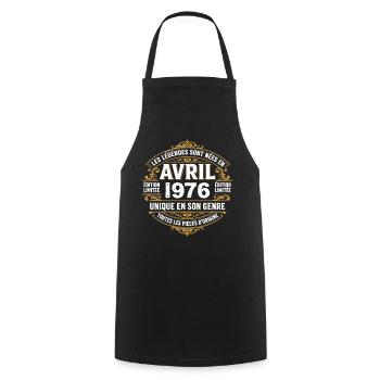 Millésime avril 1976 shirt Anniversaire Avril 1976 - Tablier de cuisine - noir - Devant - AI Model Male 185 dark (185cm)