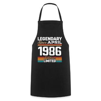 Cadeau Anniversaire Avril 1986 Rétro Avril 1986 - Tablier de cuisine - noir - Devant - AI Model Male 185 dark (185cm)