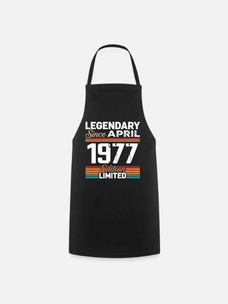 April 1977 Retro April 1977 Birthday Gift - Cooking Apron - black