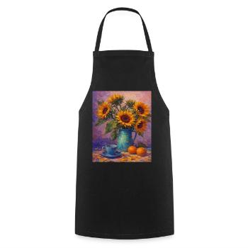 Yellow Sunflowers Flowers Sunflower Graphics - Cooking Apron - black - Front - AI Model Male 185 dark (185cm)
