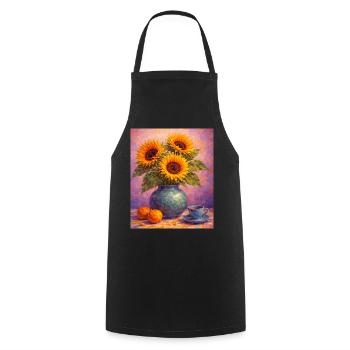Yellow Sunflowers Flowers Sunflower Graphics - Cooking Apron - black - Front - AI Model Male 185 dark (185cm)