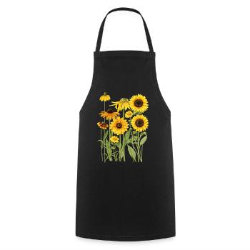 Yellow Sunflowers Flowers Sunflower Graphics - Cooking Apron - black - Front - AI Model Male 185 dark (185cm)