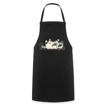 Grey Tabby Cat Marauding Hunter Portrait - Cooking Apron - black - Front - AI Model Male 185 dark (185cm)