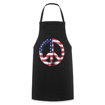 Drapeau de la paix des États-Unis - Tablier de cuisine - noir - Devant - AI Model Male 185 dark (185cm)
