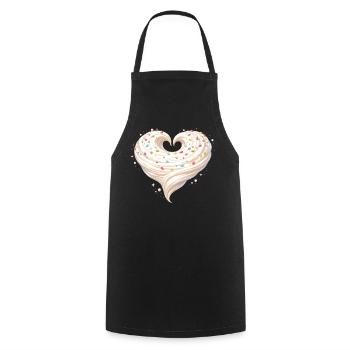 Cream Heart Baking Sweet Design - Cooking Apron - black - Front - AI Model Male 185 dark (185cm)