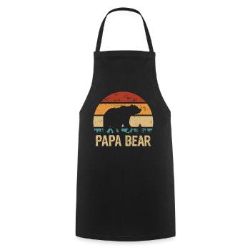 Papa Ours - Fête des Pères - Cadeau vintage - Tablier de cuisine - noir - Devant - AI Model Male 185 dark (185cm)