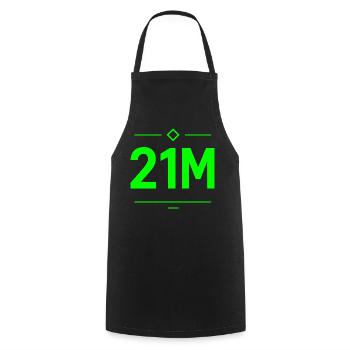 21M Bitcoin Schriftzug Neon Grün Motiv Limit - Kochschürze - Schwarz - Vorne - AI Model Male 185 dark (185cm)