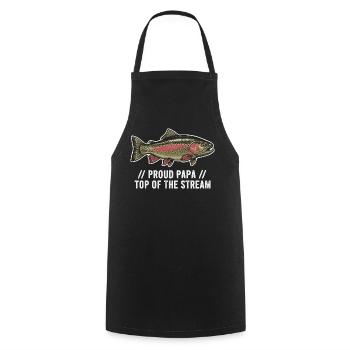 Proud Papa Fishing Trout - Cooking Apron - black - Front - AI Model Male 185 dark (185cm)