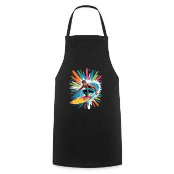 Colorful Surfer Watercolors Splashes Graffiti - Cooking Apron - black - Front - AI Model Male 185 dark (185cm)