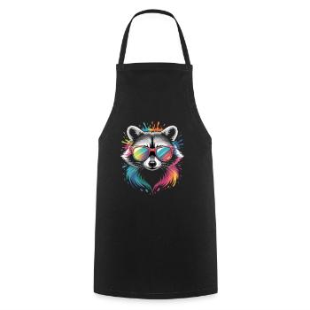 Colorful Raccoon Watercolors Splashes Graffiti - Cooking Apron - black - Front - AI Model Male 185 dark (185cm)