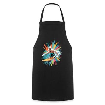 Colorful Surfer Watercolors Splashes Graffiti - Cooking Apron - black - Front - AI Model Male 185 dark (185cm)